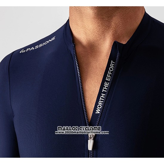 2019 Maillot Ciclismo La Passione Bleu Blanc Manches Courtes et Cuissard